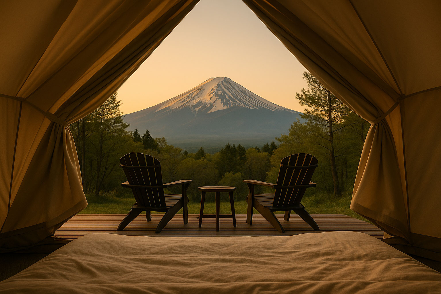 テントから望む富士山